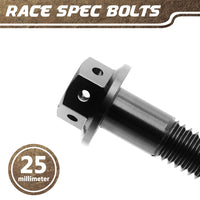 Black Aluminium Pre-drilled Flanged Hex Head Race Spec Bolt