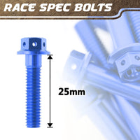 Blue Aluminium Pre-drilled Flanged Hex Head Race Spec Bolt