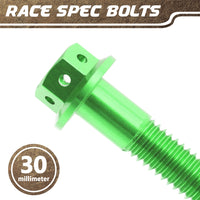 Green Aluminium Pre-drilled Flanged Hex Head Race Spec Bolt