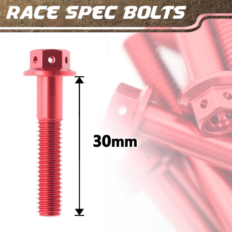 Red Aluminium Pre-drilled Flanged Hex Head Race Spec Bolt