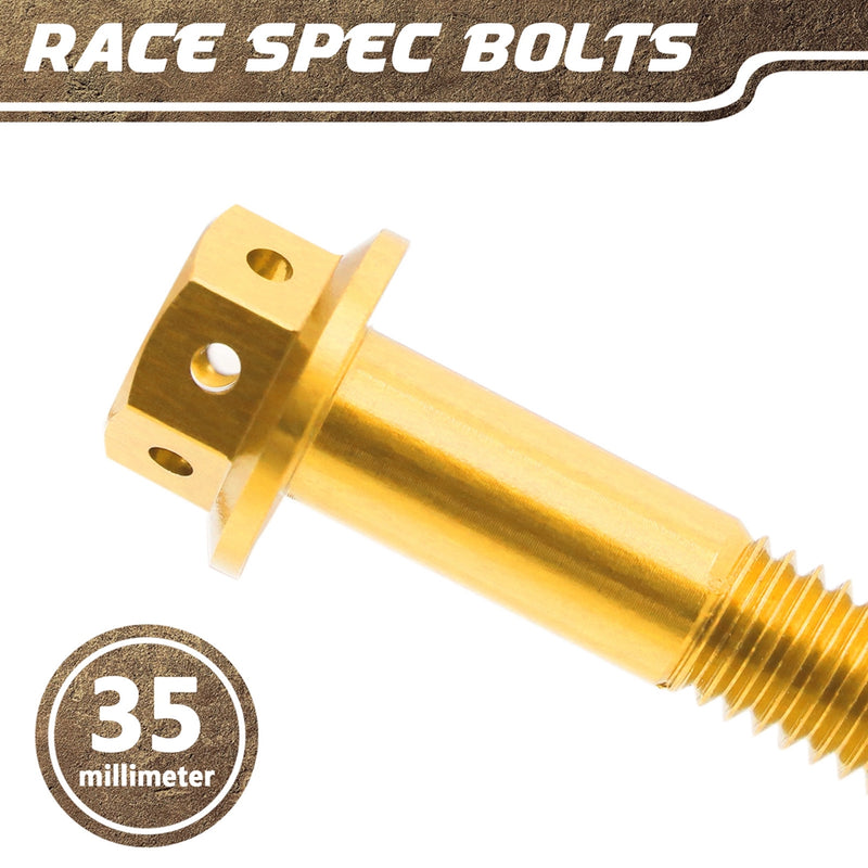 Gold Aluminium Pre-drilled Flanged Hex Head Race Spec Bolt