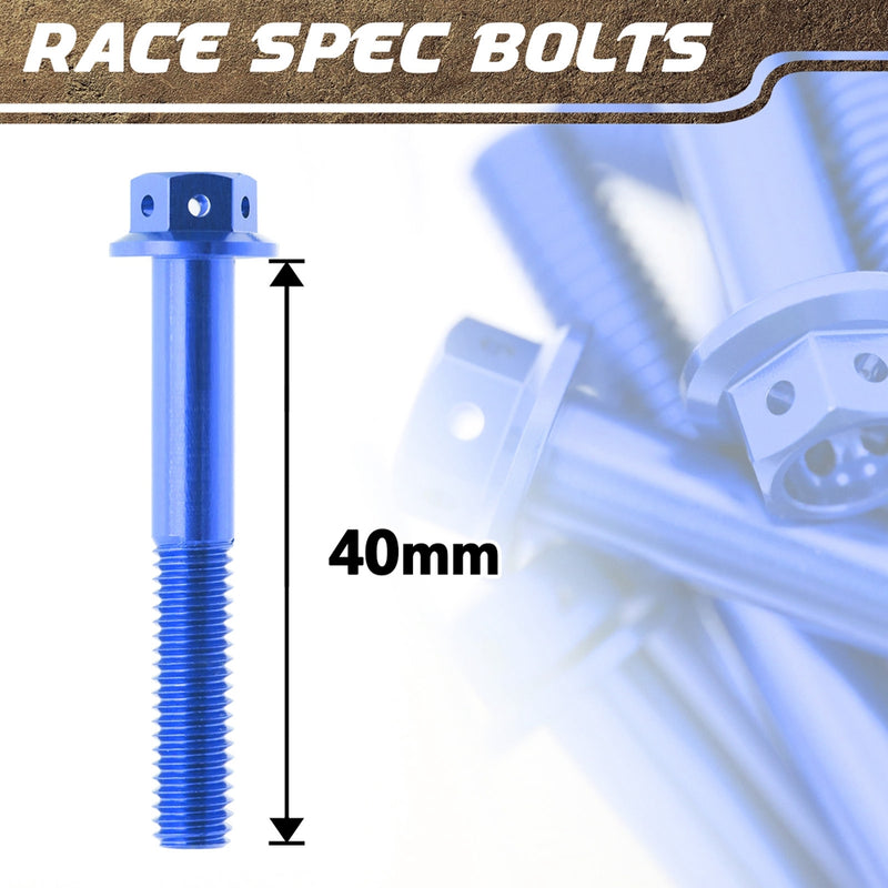 Blue Aluminium Pre-drilled Flanged Hex Head Race Spec Bolt