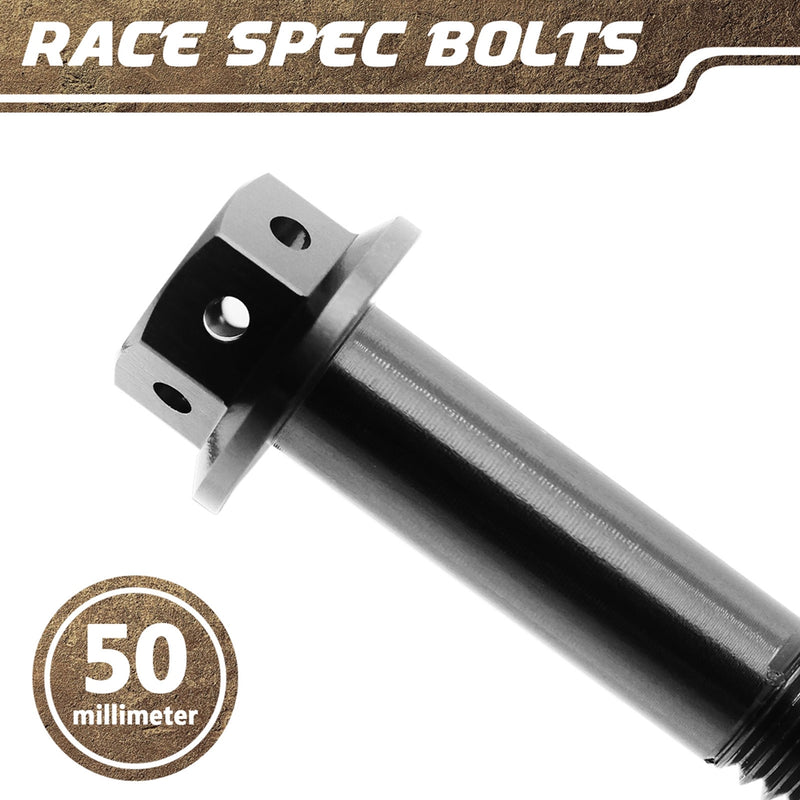 Black Aluminium Pre-drilled Flanged Hex Head Race Spec Bolt