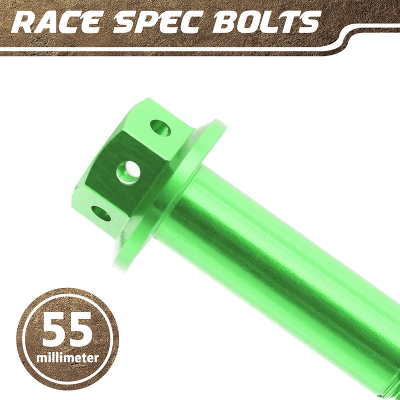 Green Aluminium Pre-drilled Flanged Hex Head Race Spec Bolt