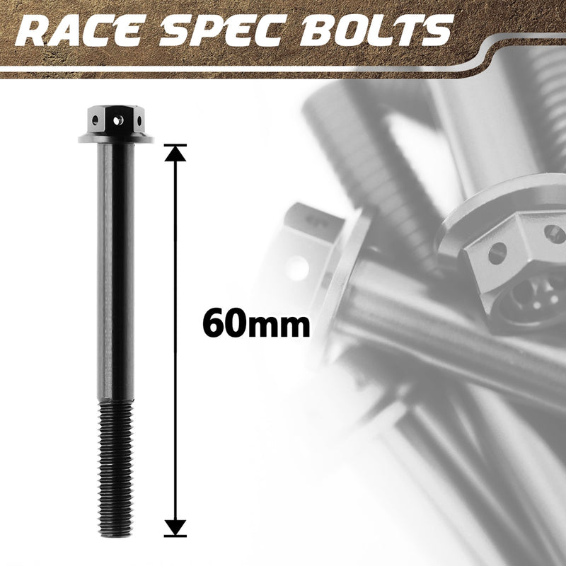 Black Aluminium Pre-drilled Flanged Hex Head Race Spec Bolt