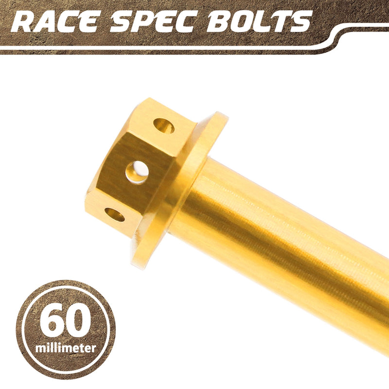 Gold Aluminium Pre-drilled Flanged Hex Head Race Spec Bolt