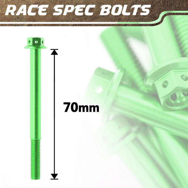 Green Aluminium Pre-drilled Flanged Hex Head Race Spec Bolt