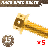 Gold Aluminium Pre-drilled Flanged Hex Head Race Spec Bolt