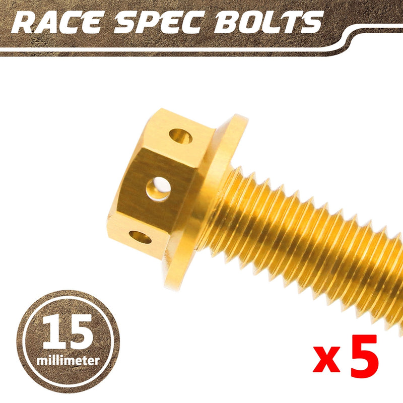 Gold Aluminium Pre-drilled Flanged Hex Head Race Spec Bolt