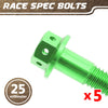 Green Aluminium Pre-drilled Flanged Hex Head Race Spec Bolt