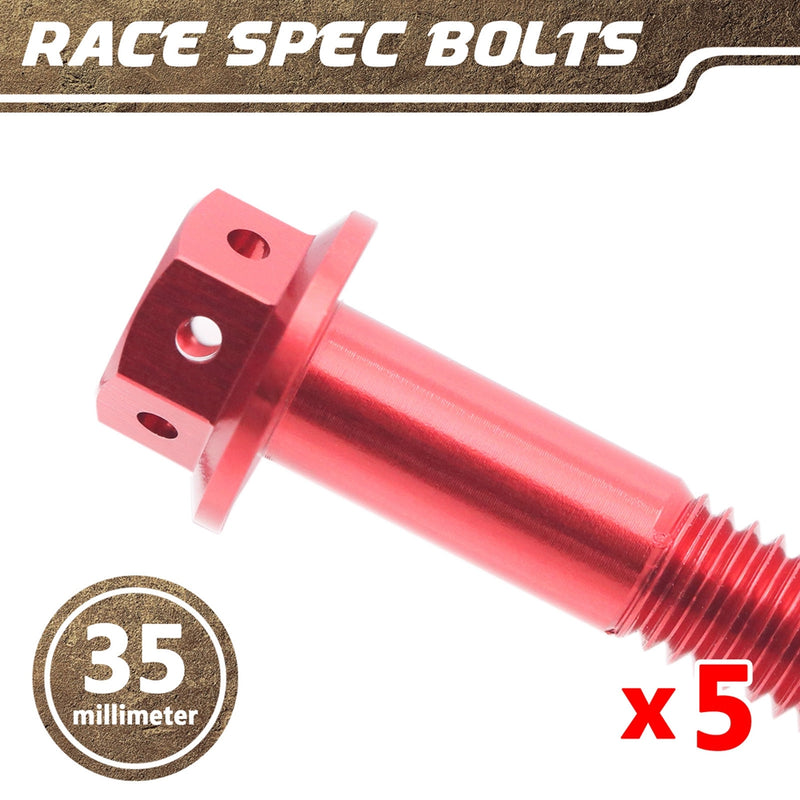 Red Aluminium Pre-drilled Flanged Hex Head Race Spec Bolt