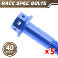 Blue Aluminium Pre-drilled Flanged Hex Head Race Spec Bolt