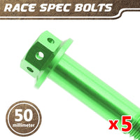 Green Aluminium Pre-drilled Flanged Hex Head Race Spec Bolt