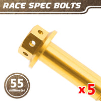 Gold Aluminium Pre-drilled Flanged Hex Head Race Spec Bolt