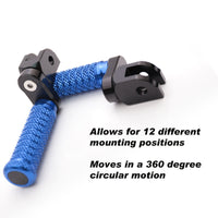 Fit Kawasaki ER6F ZX10R ZX12R ZX6R ZX7R 25mm Adjustable M-Grip POLE Front Foot Pegs - MC Motoparts