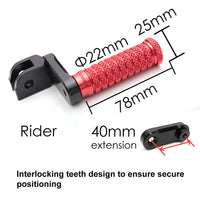 Fit Ducati 899 Panigale 959 SuperSport 40mm Adjustable M-Grip POLE Front Foot Pegs - MC Motoparts