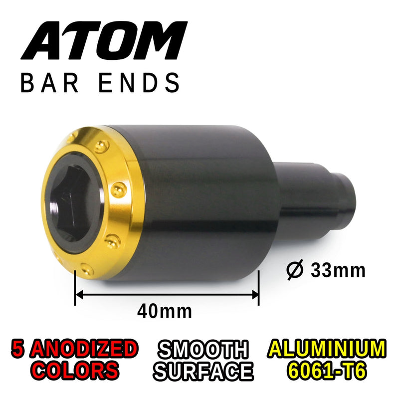 Fit Yamaha YZF R6 2006-2016 Engraved Logo ATOM Bar Ends - MC Motoparts