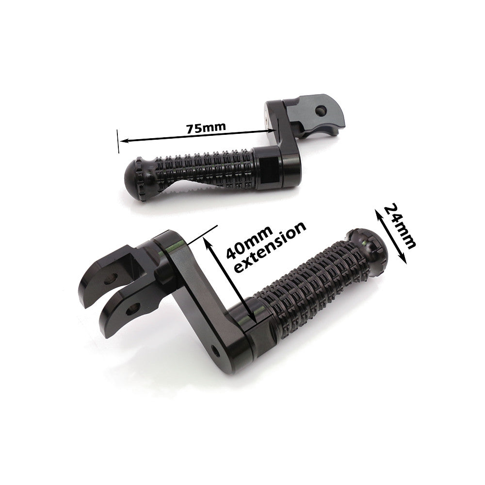 Fits Kawasaki Ninja 400 300 650R BLACK SHADOW 40mm Extension Front Foot Pegs - MC Motoparts