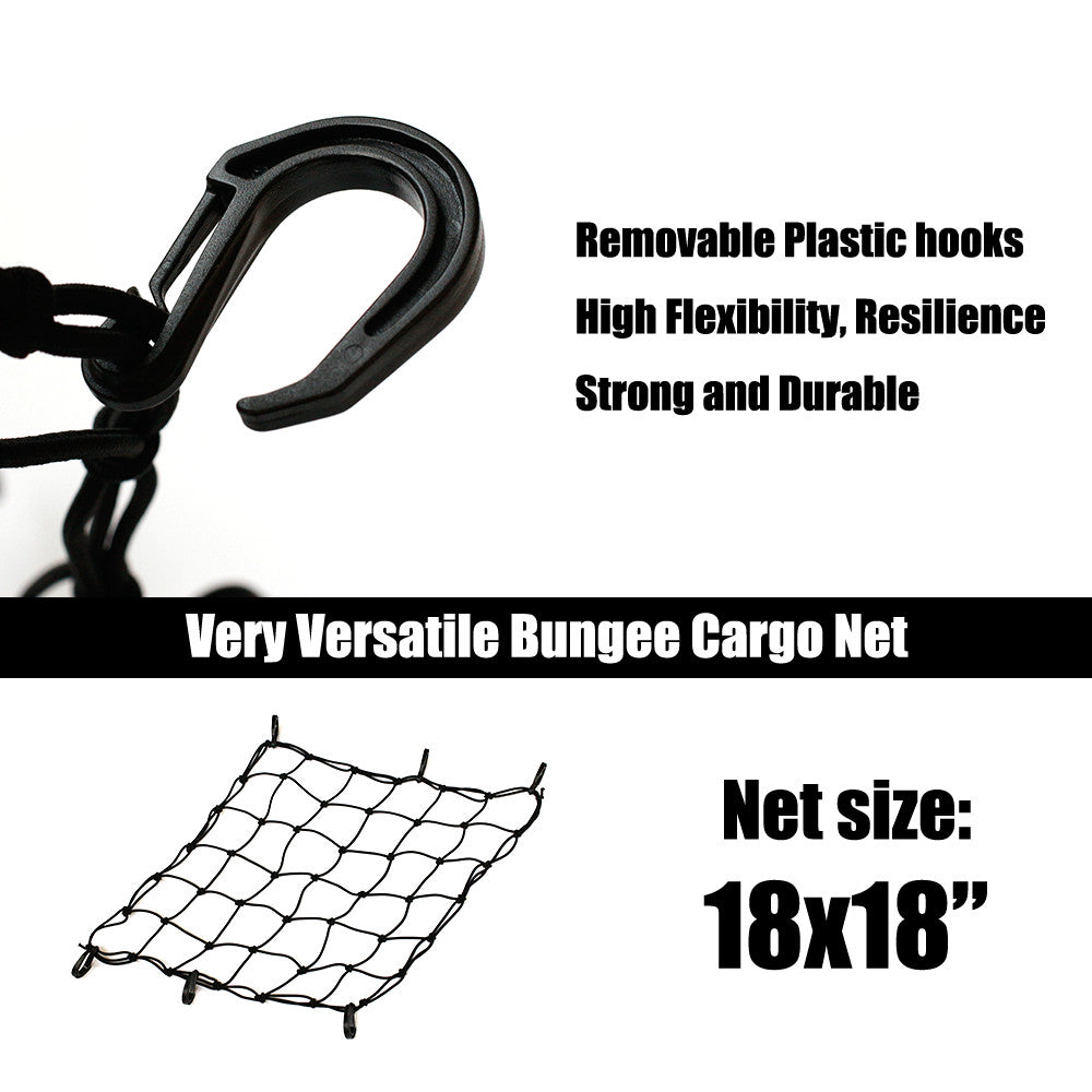18'' Heavy Duty Cargo Net Mesh Net with 6 POM Hooks - MC Motoparts