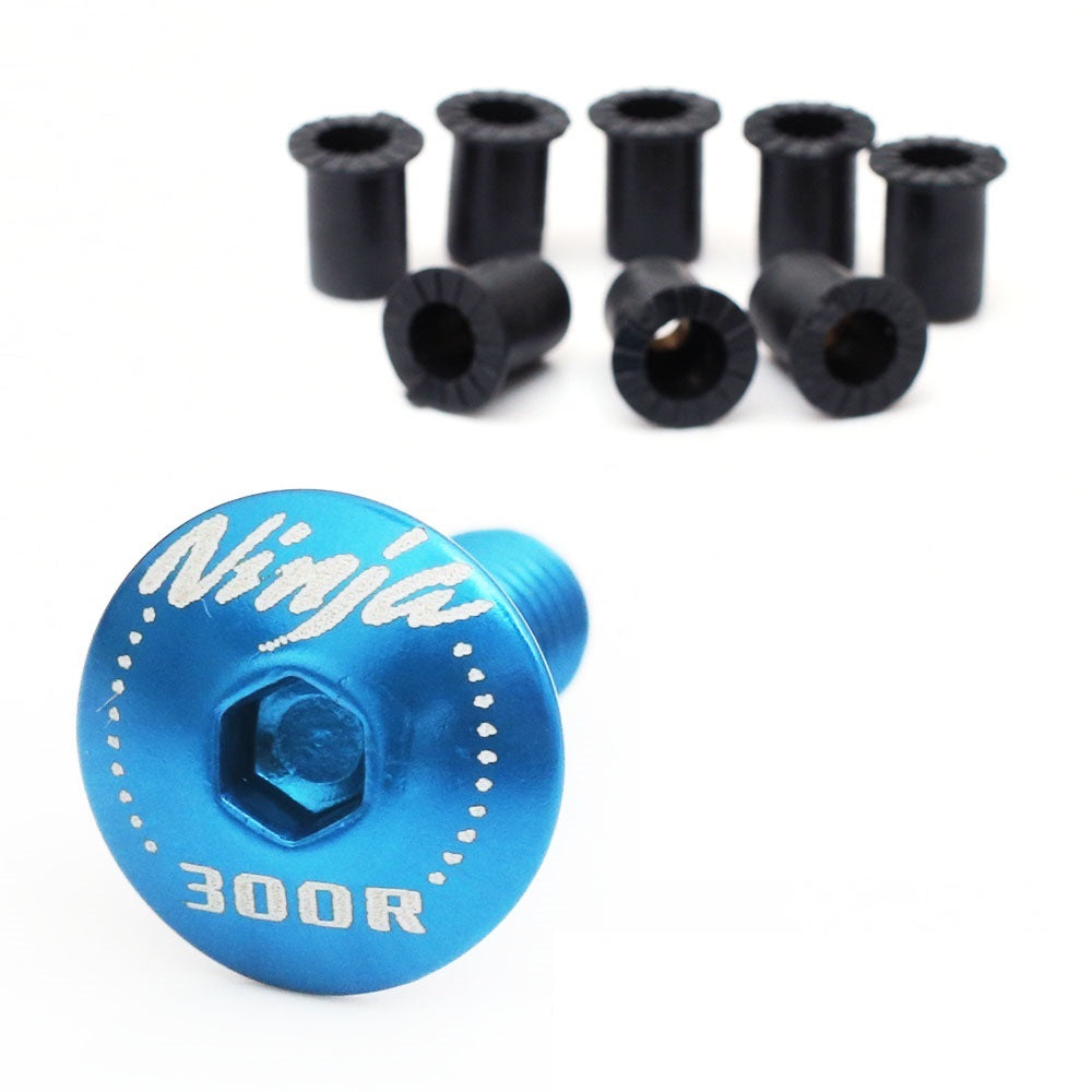 Fit Kawasaki Ninja 300R Engraved Logo Windshield Bolts - MC Motoparts