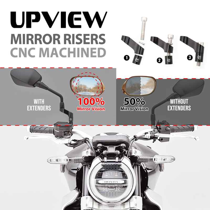 Fit Indian FTR1200 S 2019-2020 UPVIEW Motorcycle Mirror Extender Riser - MC Motoparts