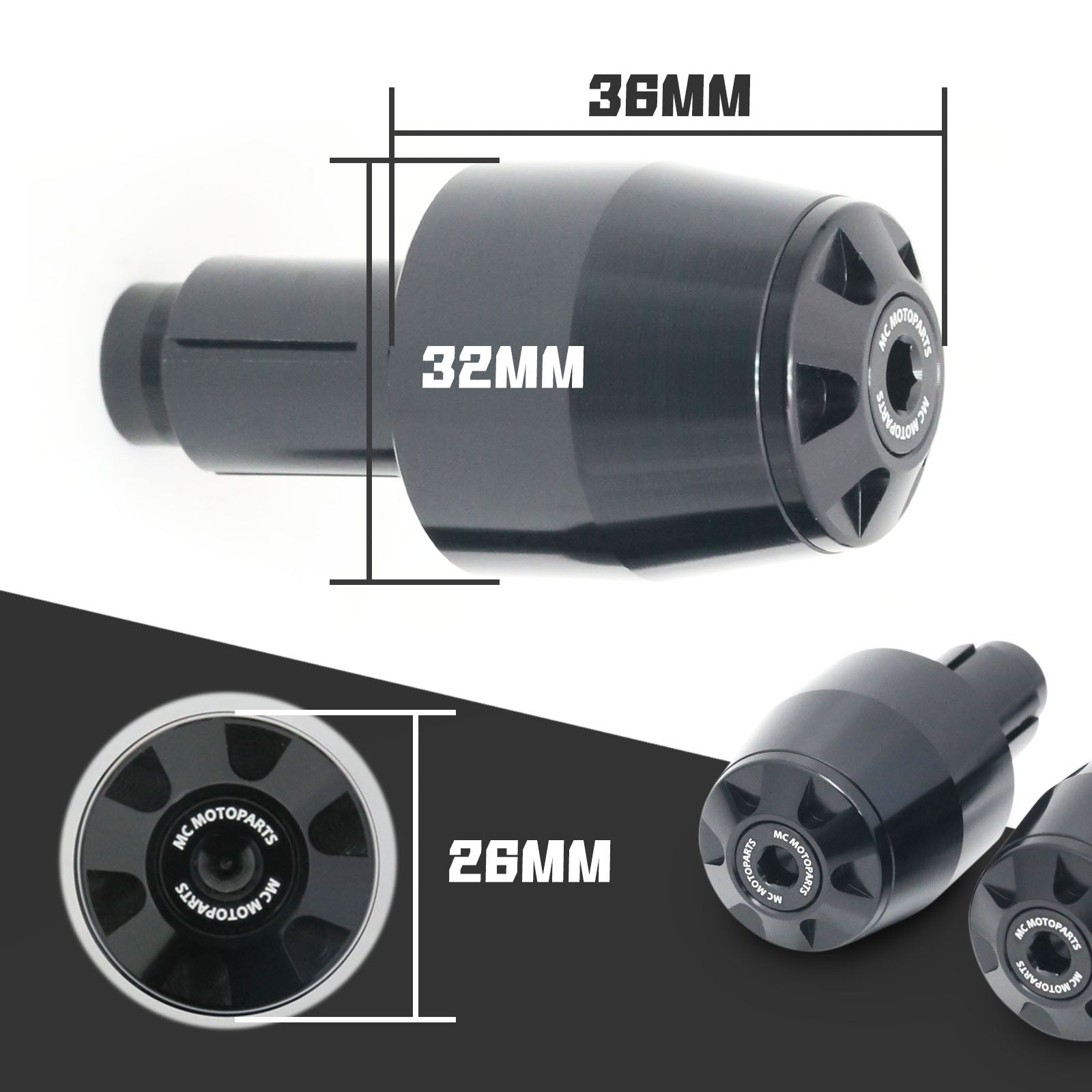 Fits Yamaha MT09 2013-2019 MT-09 Engraved Logo STORM CNC Bar Ends - MC Motoparts
