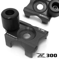 Fit 14-18 Kawasaki Z300 Logo Engraved CNC Swingarm Protectors Crash Sliders - MC Motoparts