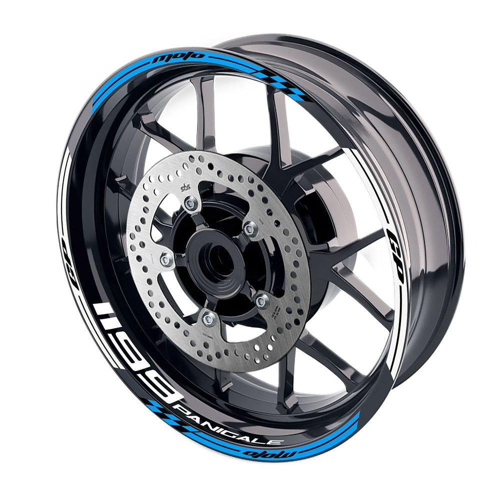 Fit Ducati 1199 Panigale Logo Moto GP Check 17 inch Wheel Rim Sticker - MC Motoparts