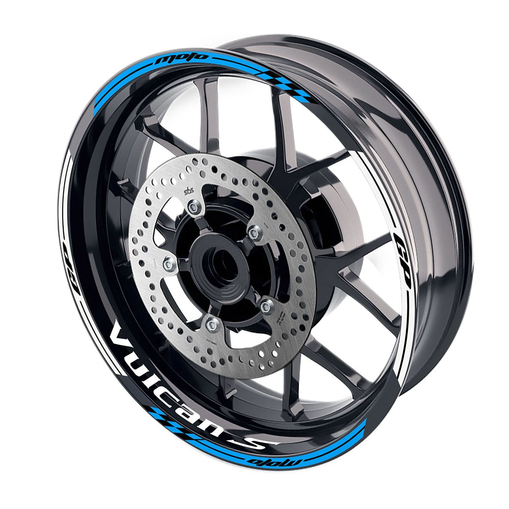 Fit Kawasaki Vulcan S 650 EN650 Logo Moto GP Check 17 inch Wheel Rim Sticker - MC Motoparts