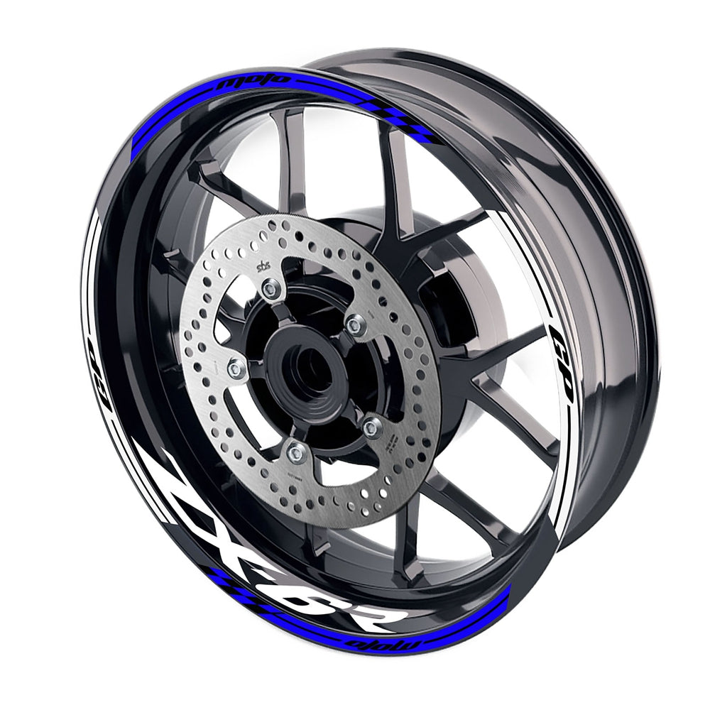 Fit Kawasaki ZX6R Ninja ZX636 Logo Moto GP Check 17 inch Wheel Rim Sticker - MC Motoparts