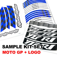Fit Kawasaki ZX6RR Ninja ZX600 Logo Moto GP Check 17 inch Wheel Rim Sticker - MC Motoparts
