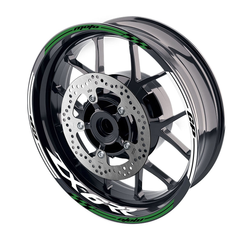 Fit Kawasaki ZX6RR Ninja ZX600 Logo Moto GP Check 17 inch Wheel Rim Sticker - MC Motoparts