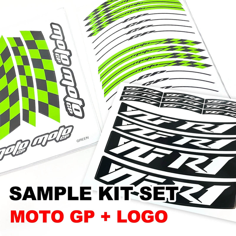 Fit Kawasaki Ninja 300R EX300 Logo Moto GP Check 17 inch Wheel Rim Sticker - MC Motoparts