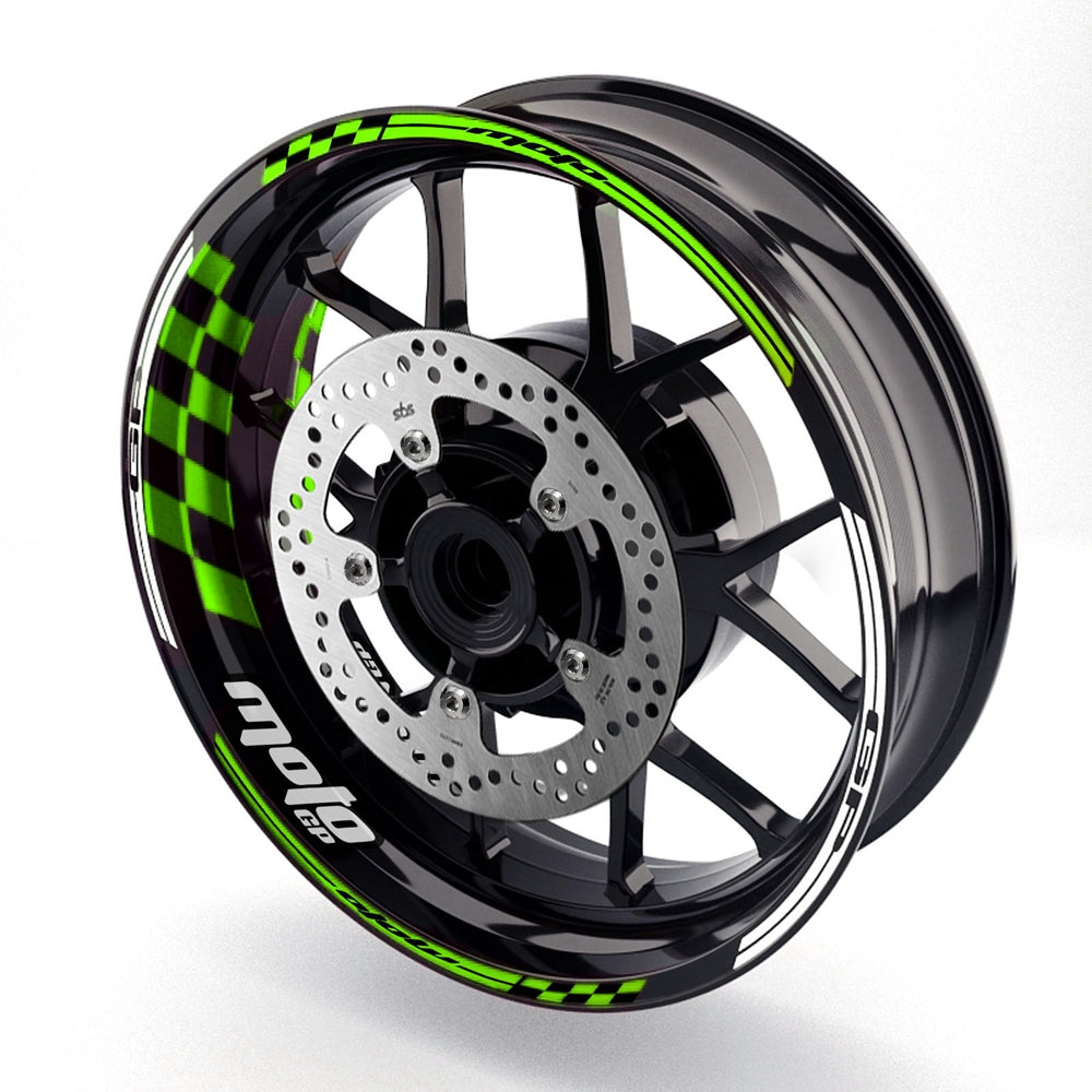 Fit Kawasaki Ninja H2 H2R Logo Moto GP Check 17 inch Wheel Rim Sticker - MC Motoparts