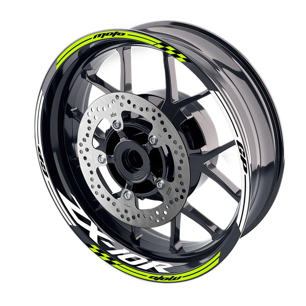 Fit Kawasaki ZX10R Ninja Logo Moto GP Check 17 inch Wheel Rim Sticker - MC Motoparts