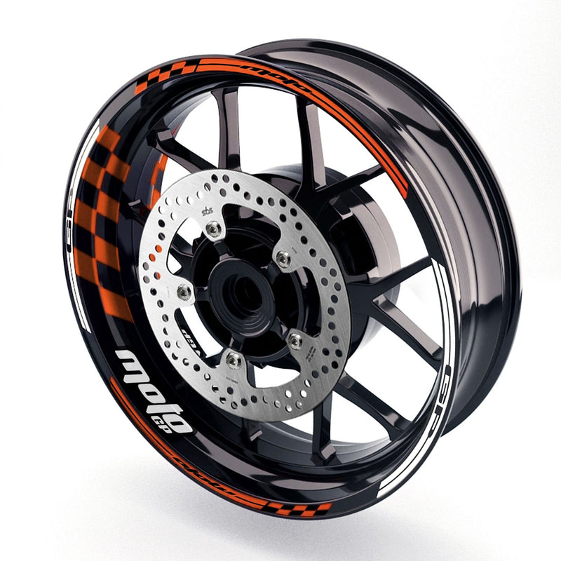 Fit Ducati 959 Panigale Logo Moto GP Check 17 inch Wheel Rim Sticker - MC Motoparts