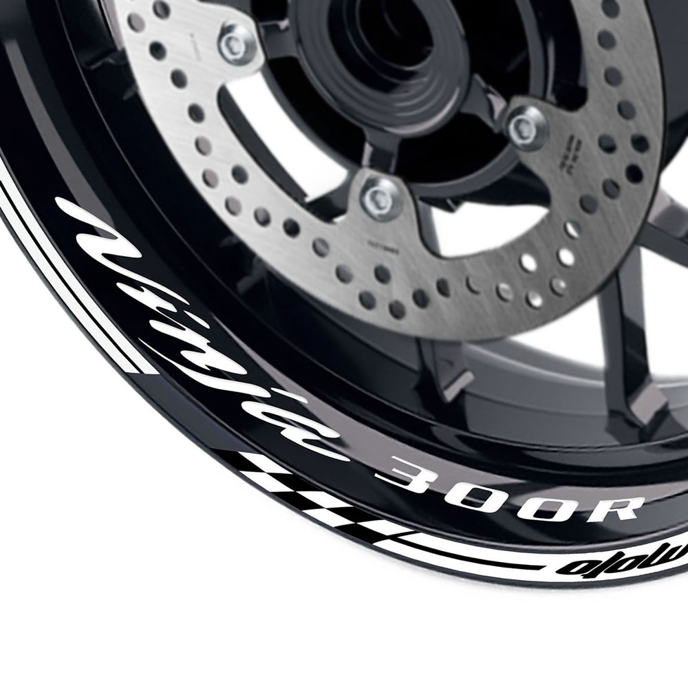 Fit Kawasaki Ninja 300R EX300 Logo GP 17 inch Rim Wheel Stickers Racing Check