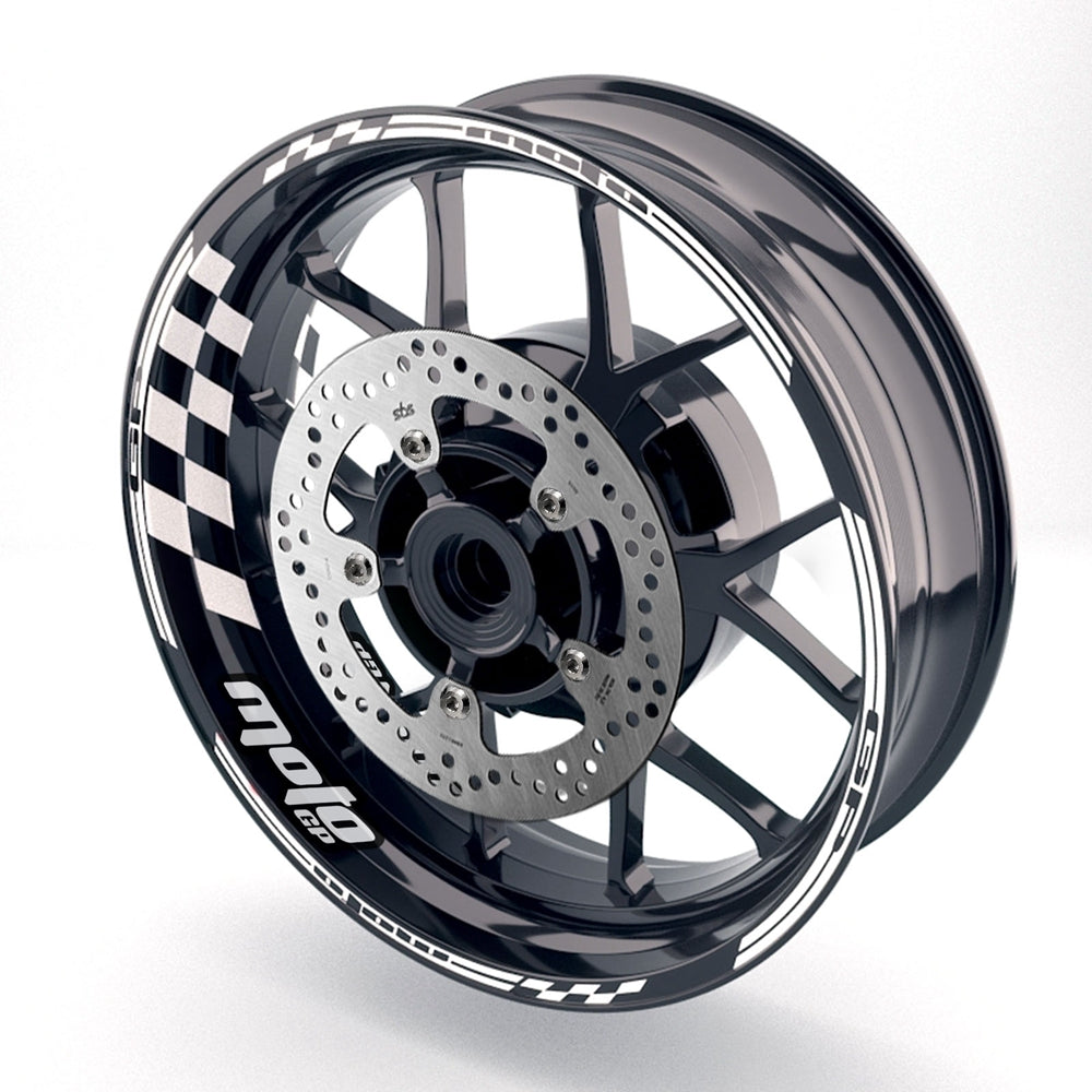 Fit Kawasaki Ninja 300R EX300 Logo Moto GP Check 17 inch Wheel Rim Sticker - MC Motoparts