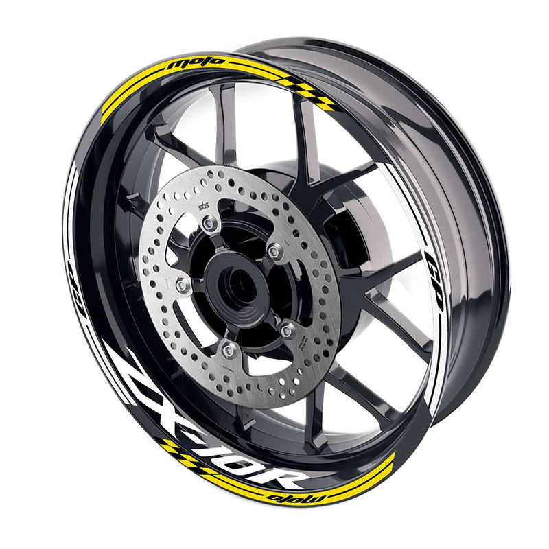 Fit Kawasaki ZX10R Ninja Logo Moto GP Check 17 inch Wheel Rim Sticker - MC Motoparts