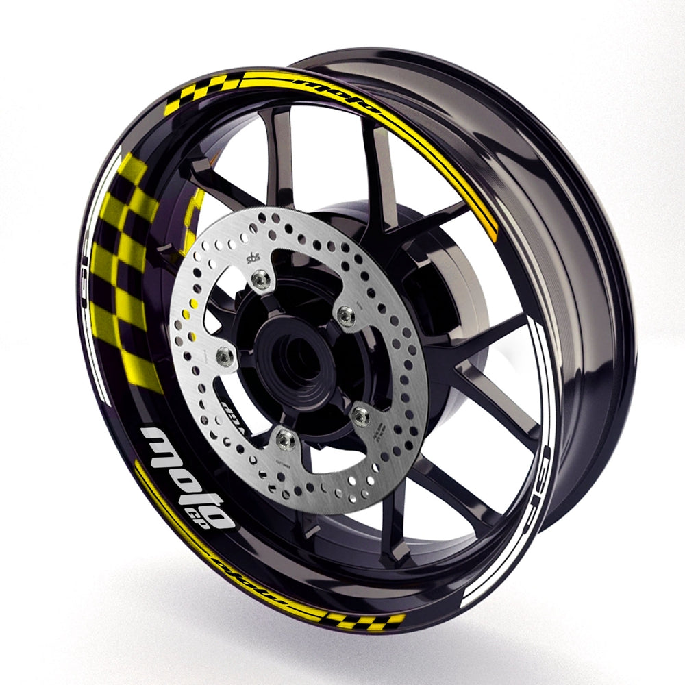 Fit Kawasaki Z900 Logo Moto GP Check 17 inch Wheel Rim Sticker - MC Motoparts