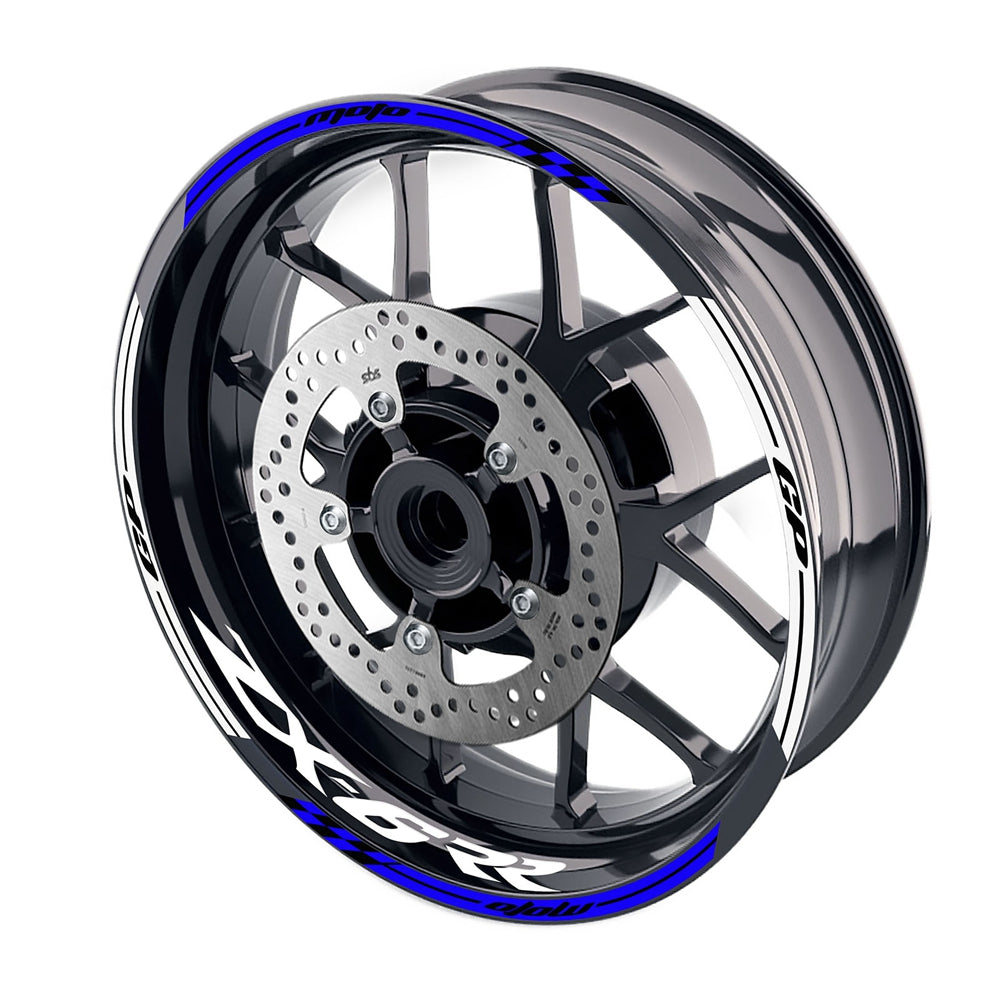 Fit Kawasaki ZX6RR Ninja ZX600 Logo Moto GP Stripe 17 inch Wheel Rim Sticker - MC Motoparts