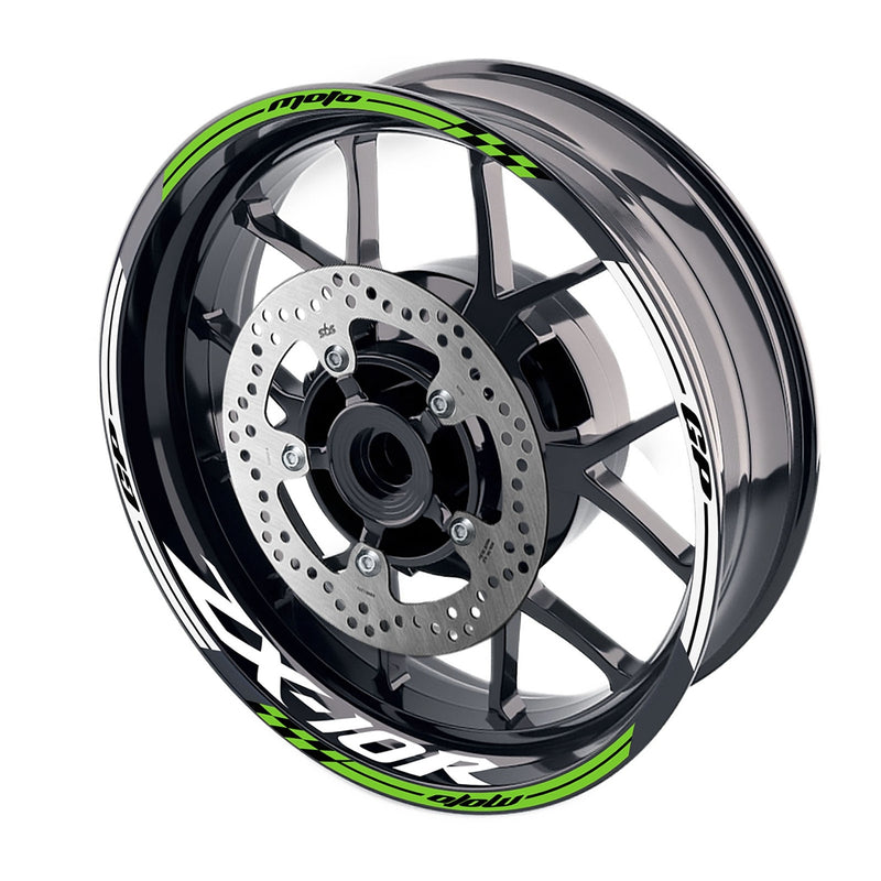 Fit Kawasaki ZX10R Ninja Logo Moto GP Stripe 17 inch Wheel Rim Sticker - MC Motoparts