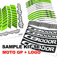 Fit Kawasaki ZX6R Ninja ZX636 Logo Moto GP Stripe 17 inch Wheel Rim Sticker - MC Motoparts