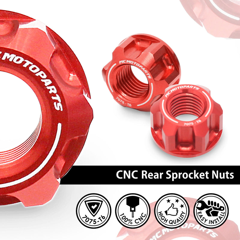 Fit Ducati 748 998 SuperSport Monster SPOKE6 Billet M10 Rear Sprocket Nuts - MC Motoparts