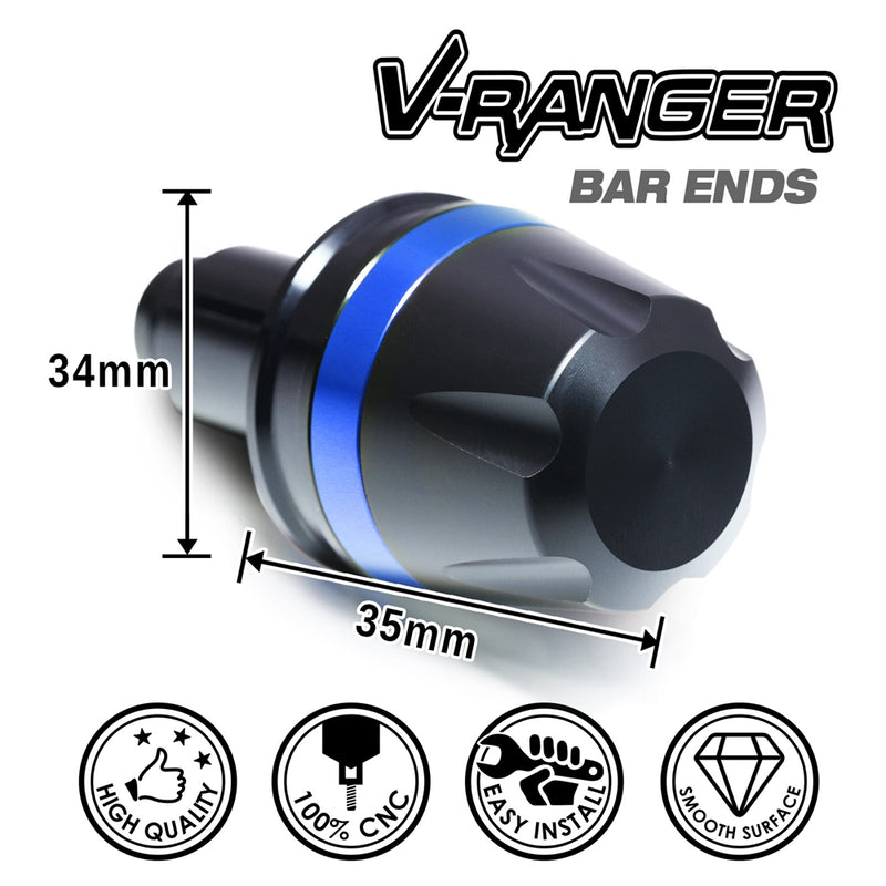 Fit Kawasaki ZX-6R ZX10R Ninja Engraved V-Ranger Bar Ends - MC Motoparts