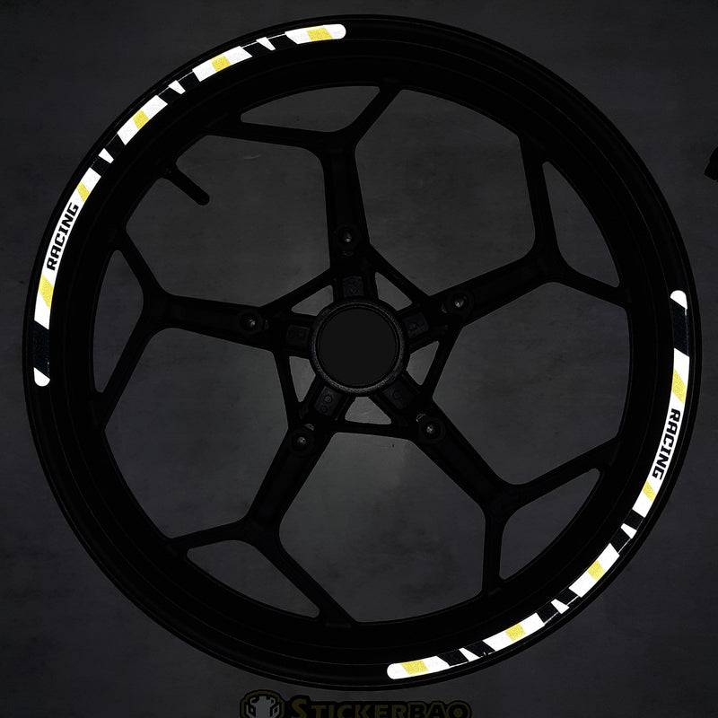 Reflective Strip Designer Pattern For 17'' Wheel Rim Skin Decal Set SH10 - MC Motoparts