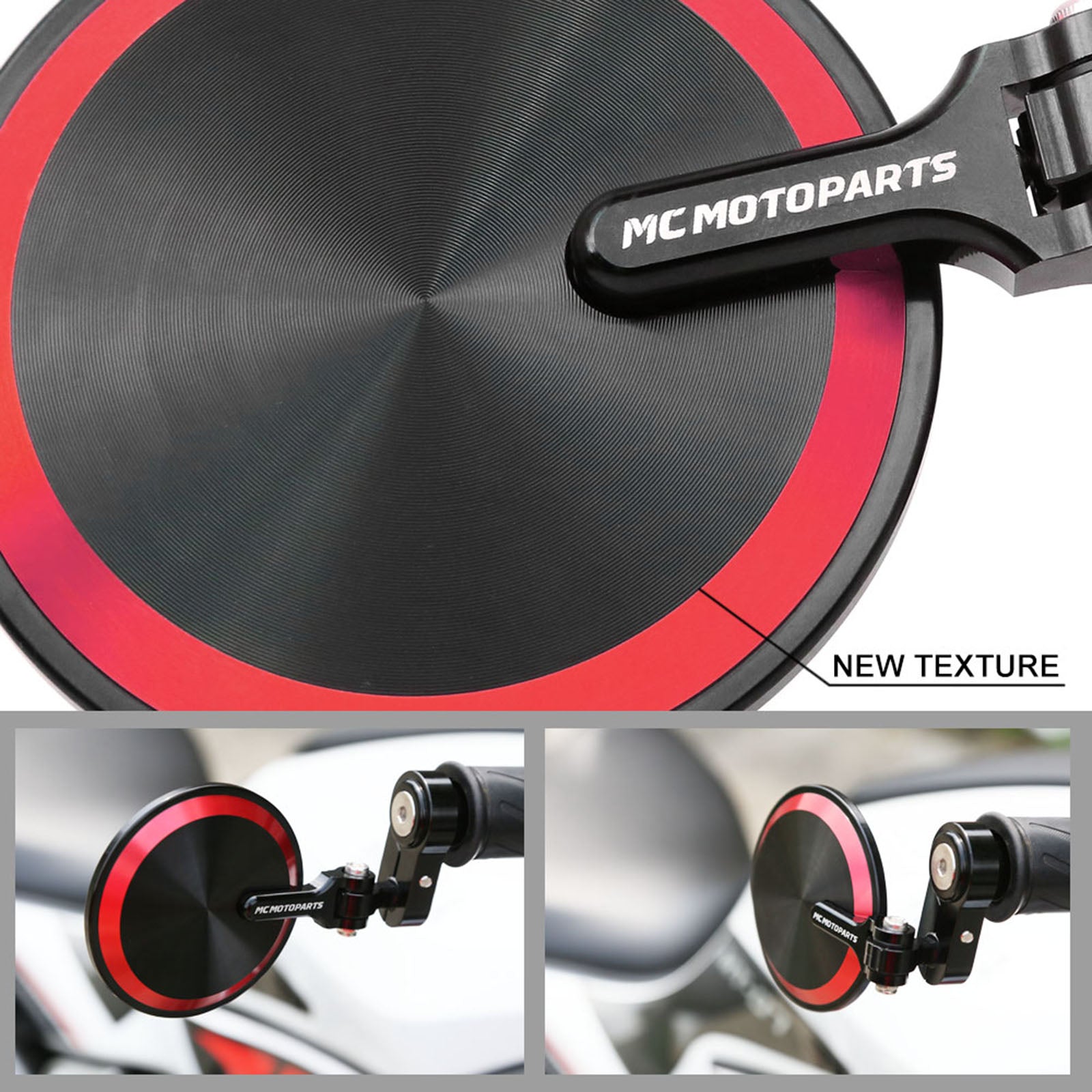Fit Yamaha Reborn CNC Bar End Mirrors Round Folding Set - MC Motoparts
