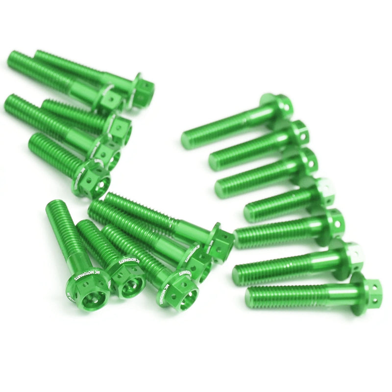 Green Kawasaki ZX-6R 2009-2012 CNC Crankcase Cover Bolt Kit