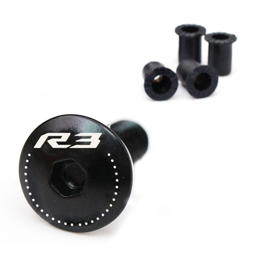 Fit Yamaha YZF R3 2014-2020 Engraved Logo Windshield Bolts - MC Motoparts