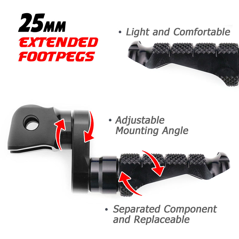 Fit Razor MX350 MX400 MX500 MX650 R-FIGHT 25mm Adjustable Extended Extension Lowering Lower Front Foot Pegs Footpegs Electric Dirt Bike MC Motoparts